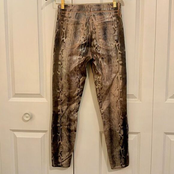 L’AGENCE Margot Paloma Snakeskin Print Coated Stretch Skinny Jeans Size 26 - Picture 7 of 13